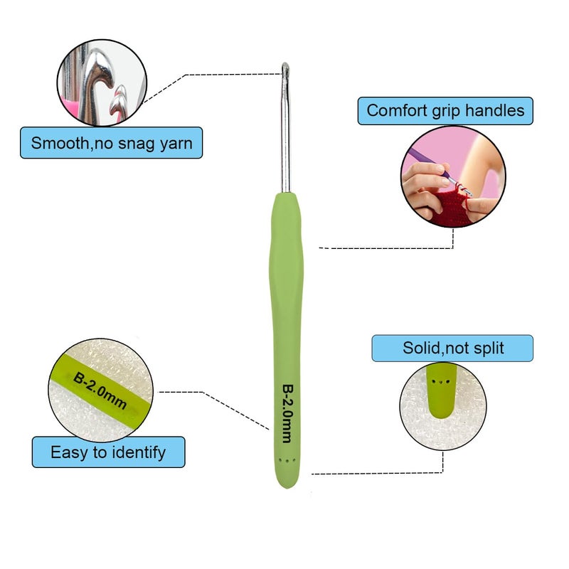 Mdoker Extra Long Crochet Hooks,Ergonomic Grip Soft Handles for Handmade DIY Crocheting,Crochet Hook Needles for Arthritic Hands,7.0MM - Image 2